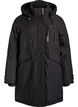Vattenavvisande parkas med huva och funktionella detaljer, Svart, Packshot image number 0