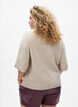 L&ouml;st stickad blus med korta &auml;rmar, Beige, Model image number 2