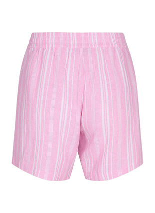 Randiga shorts i linne- och viskosblandning, Rosebloom Wh.Stripe, Packshot image number 1