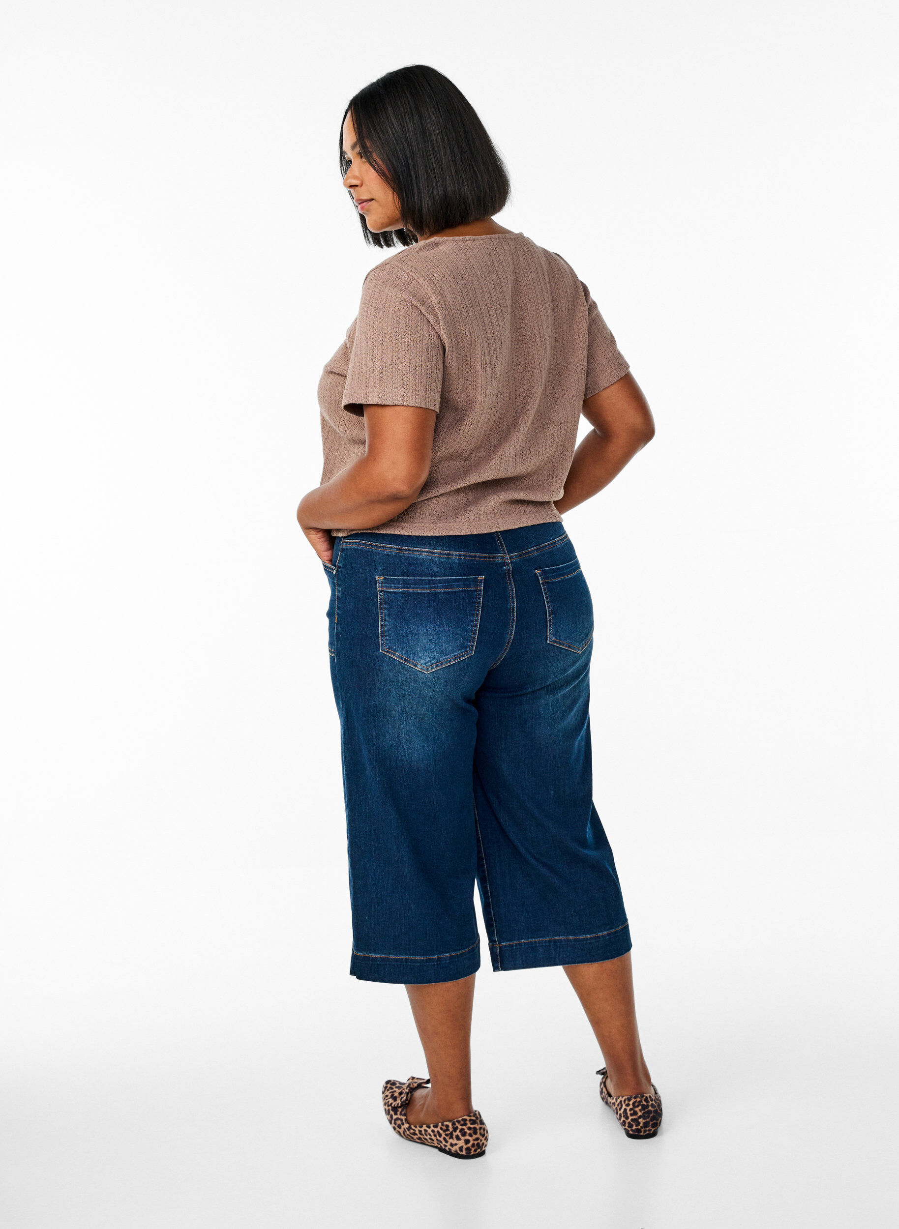 Zizzi Denimknickers med vida ben, Bl&aring;, Model image number 1