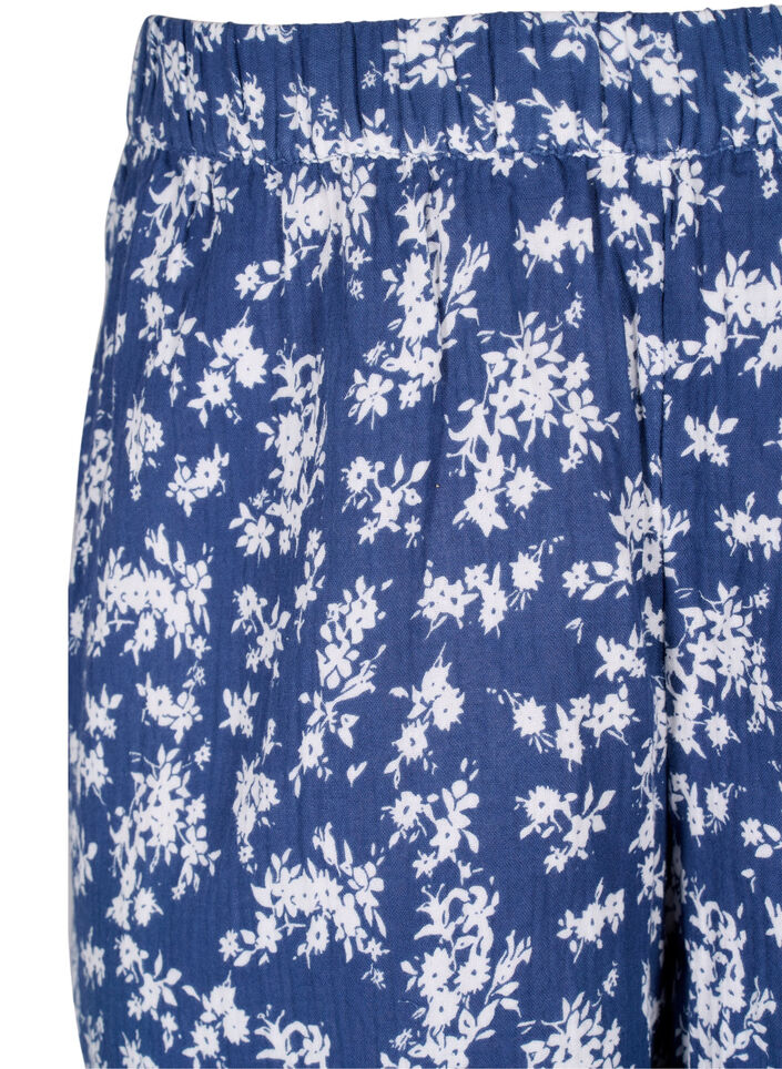  Blommiga nattshorts i bomull, V. Indigo Flower AOP, Packshot image number 2