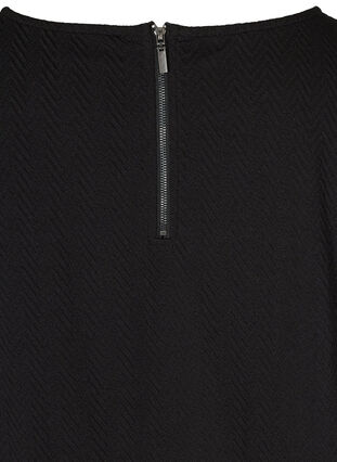 Blus med struktur och 3/4 ärmar, Black, Packshot image number 3