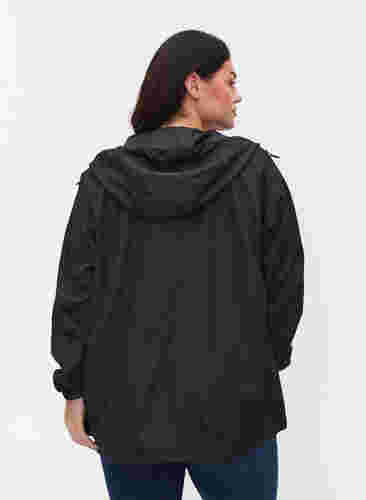 Kort jacka med huva och justerbar nederkant, Black, Model image number 1