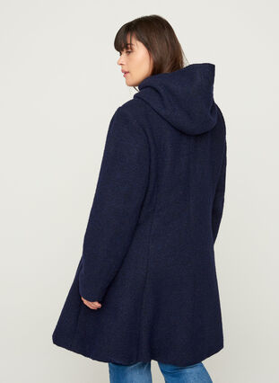 Lång jacka med ull, Black, Model image number 1