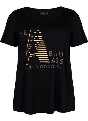 Sport t-shirt med tryck, Black w. Bad Ass, Packshot image number 0