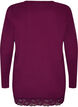 Blus i jersey med asymmetrisk spetskant, Lila, Packshot image number 1