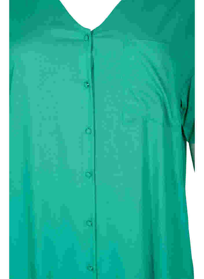 Kortärmad skjortklänning i viskos, Holly Green, Packshot image number 2