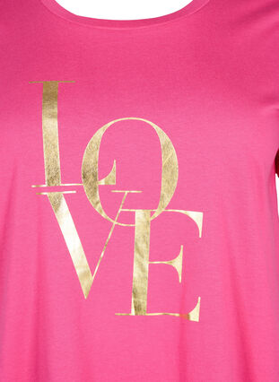 T-shirt i bomull med guldfärgad text, R.Sorbet w.Gold Love, Packshot image number 2