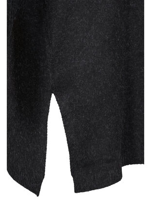 Melerad stickad poncho med rullkrage, Dark Grey Melange, Packshot image number 3