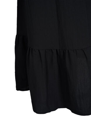 V-ringad klänning i viskos med korta ärmar, Black, Packshot image number 3