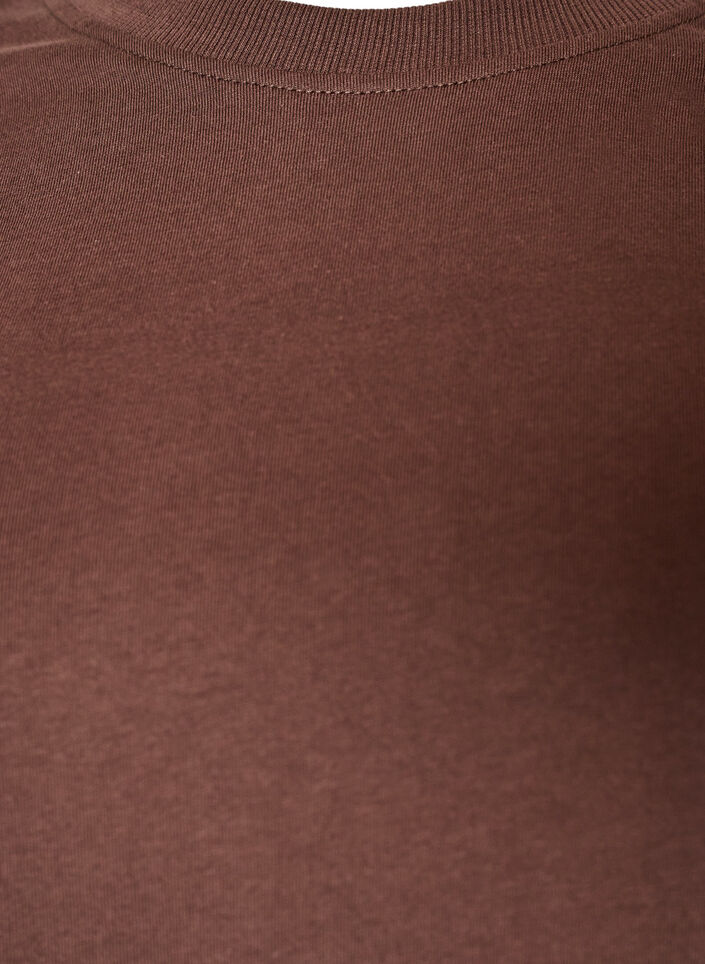 Enkel t-shirt i bomull med rund halsringning, Brun, Packshot image number 2