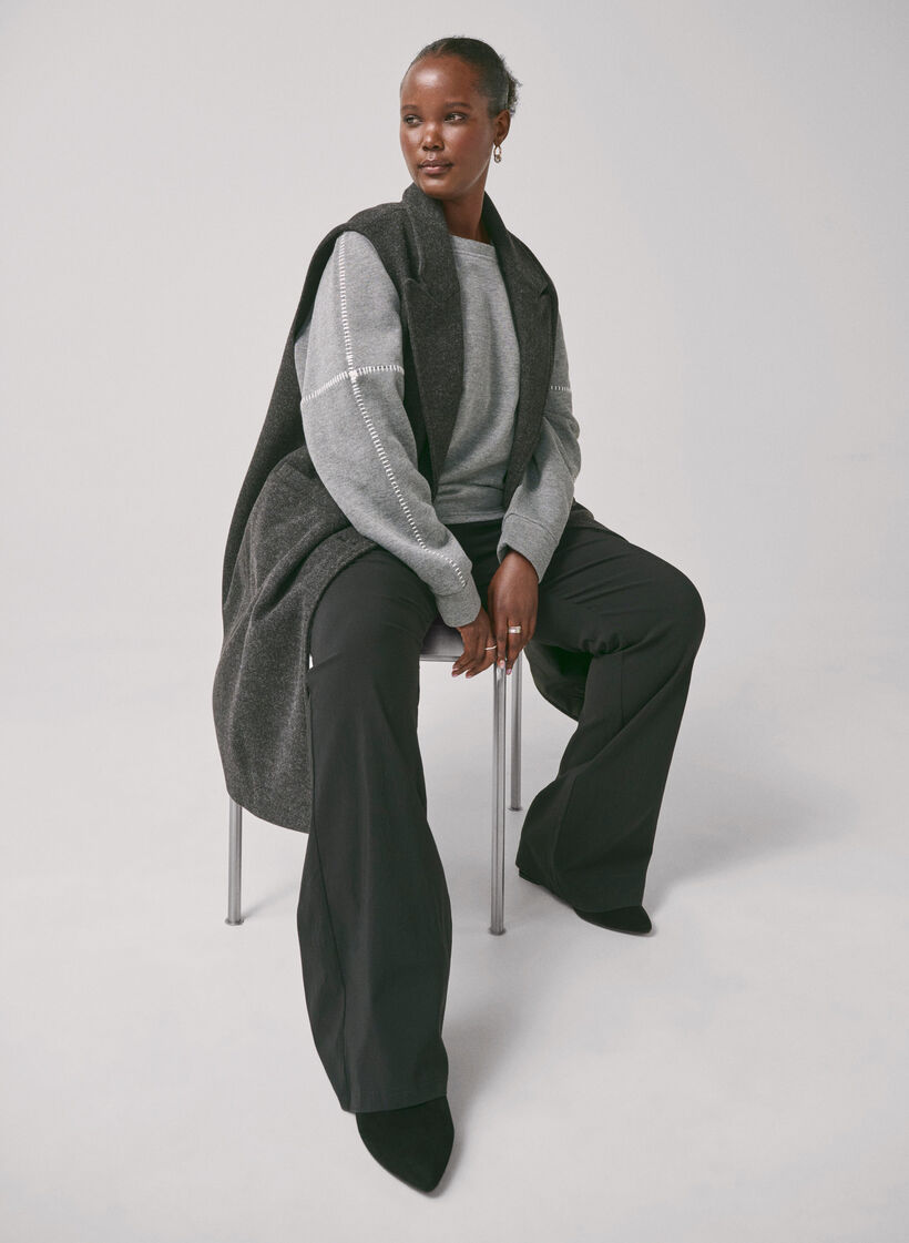 Sweatshirt med kontrastsömmar, Medium Grey Mél, Image image number 0