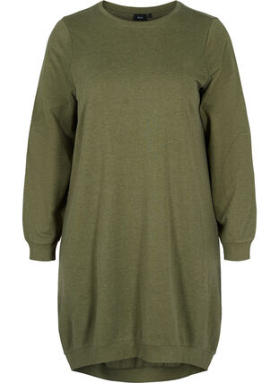 Sweatshirtklänning med långa ärmar, Ivy Green Melange, Packshot image number 0