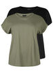 2-pack kort&auml;rmade t-shirtar, Gr&ouml;n, Packshot image number 0