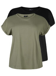 2-pack kort&auml;rmade t-shirtar, Gr&ouml;n
