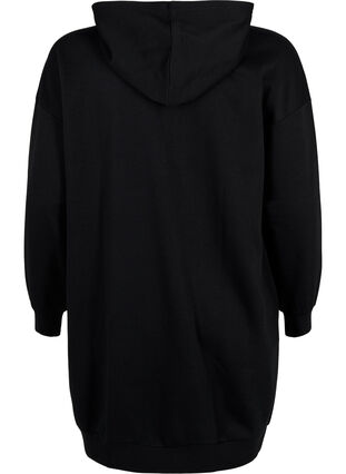 Sweatshirtklänning med huva och dragkedja, Black, Packshot image number 1