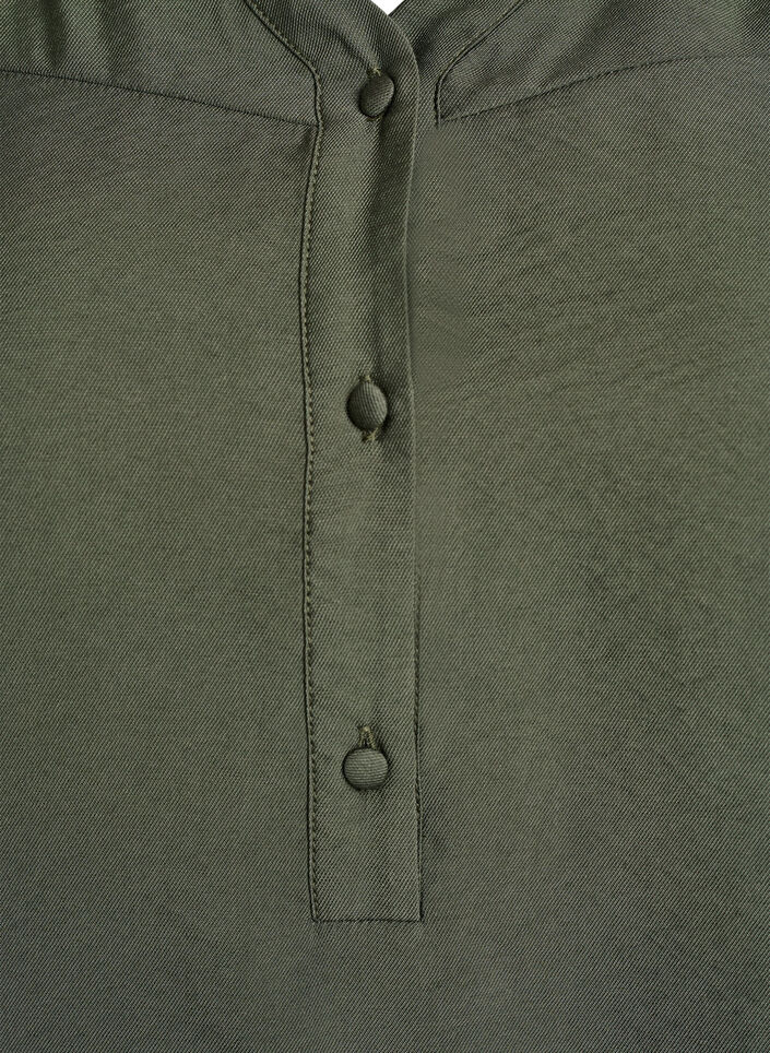 Viskosblus med smock och rynkade detaljer, Gr&ouml;n, Packshot image number 2