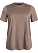 Enkel t-shirt i bomull med rund halsringning, Brun, Packshot image number 0