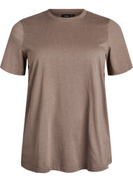 Enkel t-shirt i bomull med rund halsringning, Brun