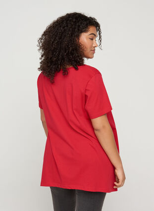 A-linjeformad och asymmetrisk t-shirt i bomull, Lipstick Red HEART, Model image number 1