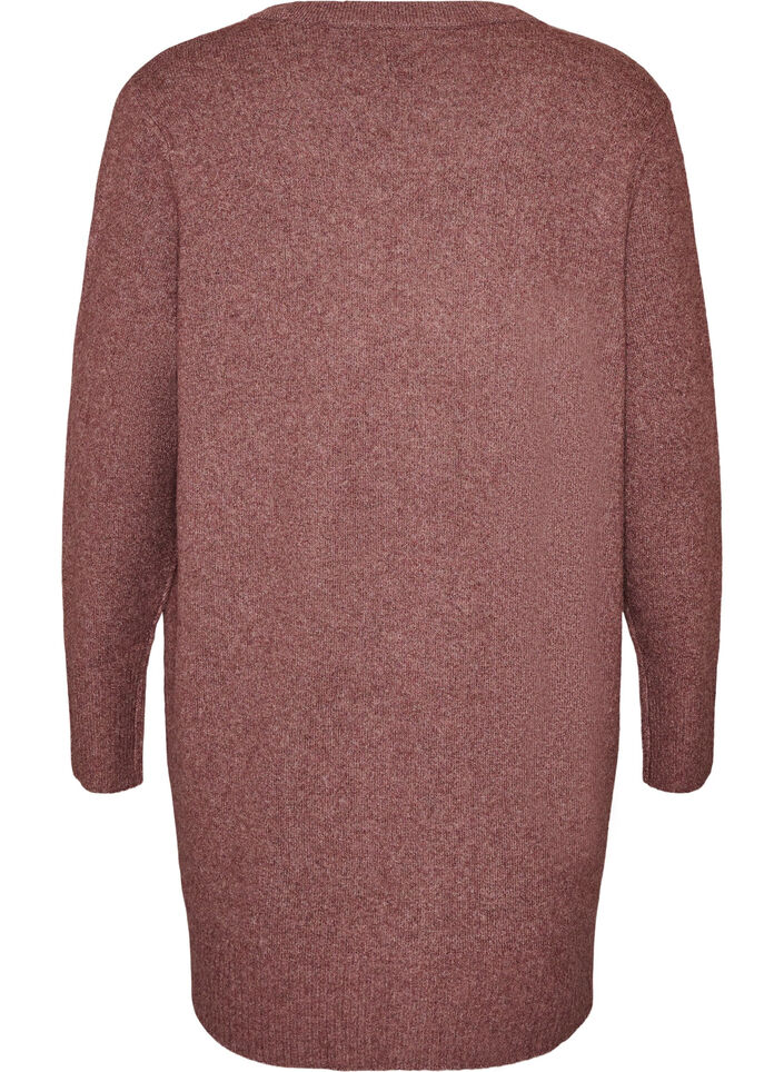 Ribbstickad kofta med fickor, Rosa, Packshot image number 1