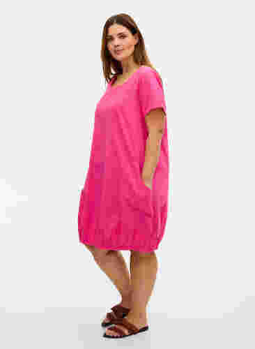Kortärmad klänning i bomull, Beetroot Purple, Model image number 2