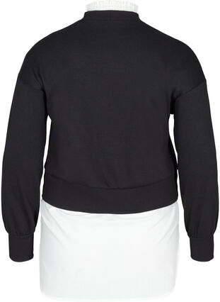 Sweatshirt med fastsydd skjorta, Black, Packshot image number 1