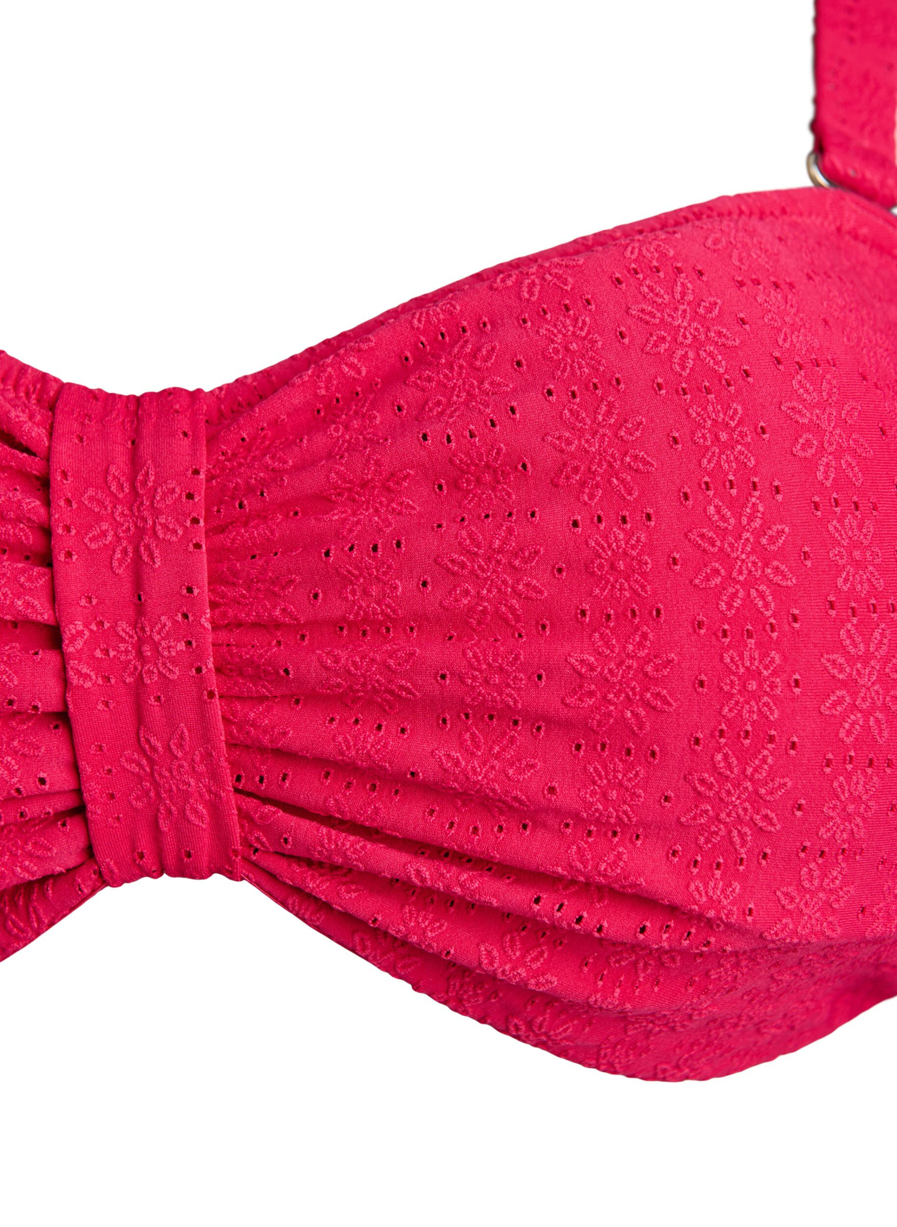 Zizzi Bandeau-bikinitopp med texturerat m&ouml;nster och avtagbara axelband, Rosa, Packshot image number 2