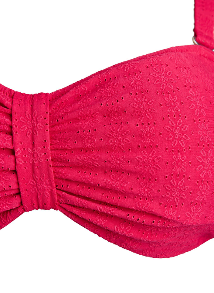 Bandeau-bikinitopp med texturerat m&ouml;nster och avtagbara axelband, Rosa, Packshot image number 2