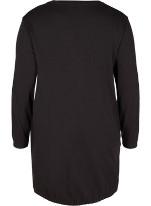Enfärgad sweatshirtklänning med långa ärmar, Black, Packshot image number 1
