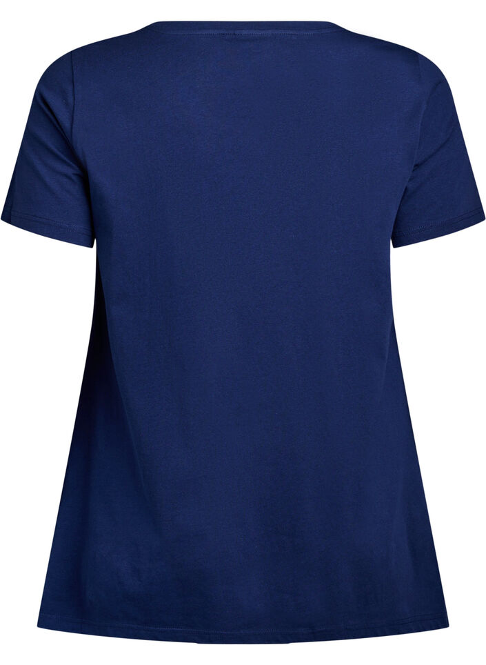 T-shirt med rund hals och A-linjeform, Bl&aring;, Packshot image number 1