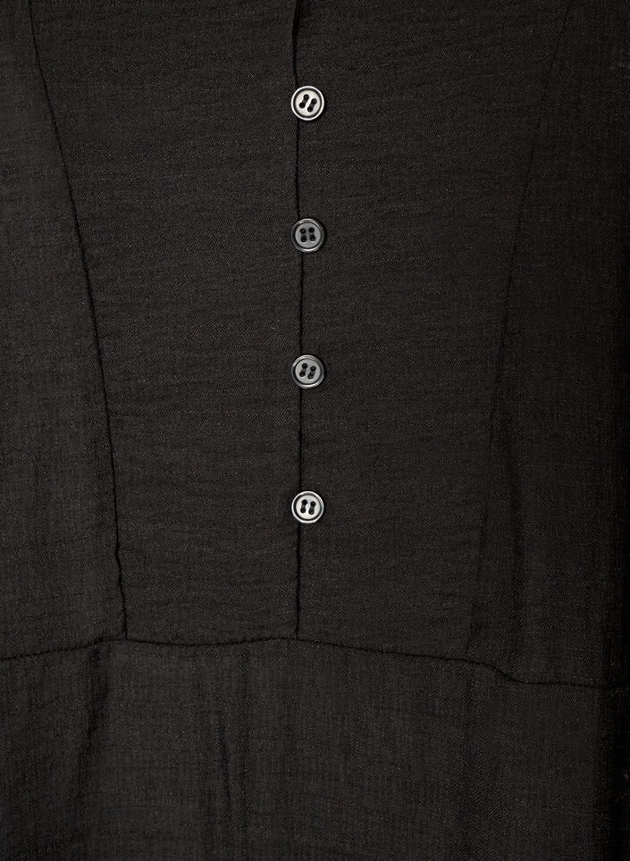 Kl&auml;nning i viskos med broderi och volanger i lager, Svart, Packshot image number 2