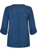 Blus i bomullsmuslin med broderie anglaise, Bl&aring;, Packshot image number 1