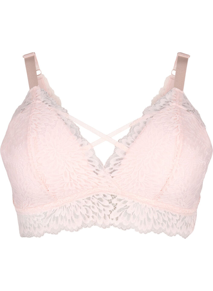 Bralette med snördetalj och mjuk vaddering, Peach Blush, Packshot image number 0