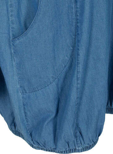 Kortärmad jeansklänning med fickor, Blue denim, Packshot image number 3