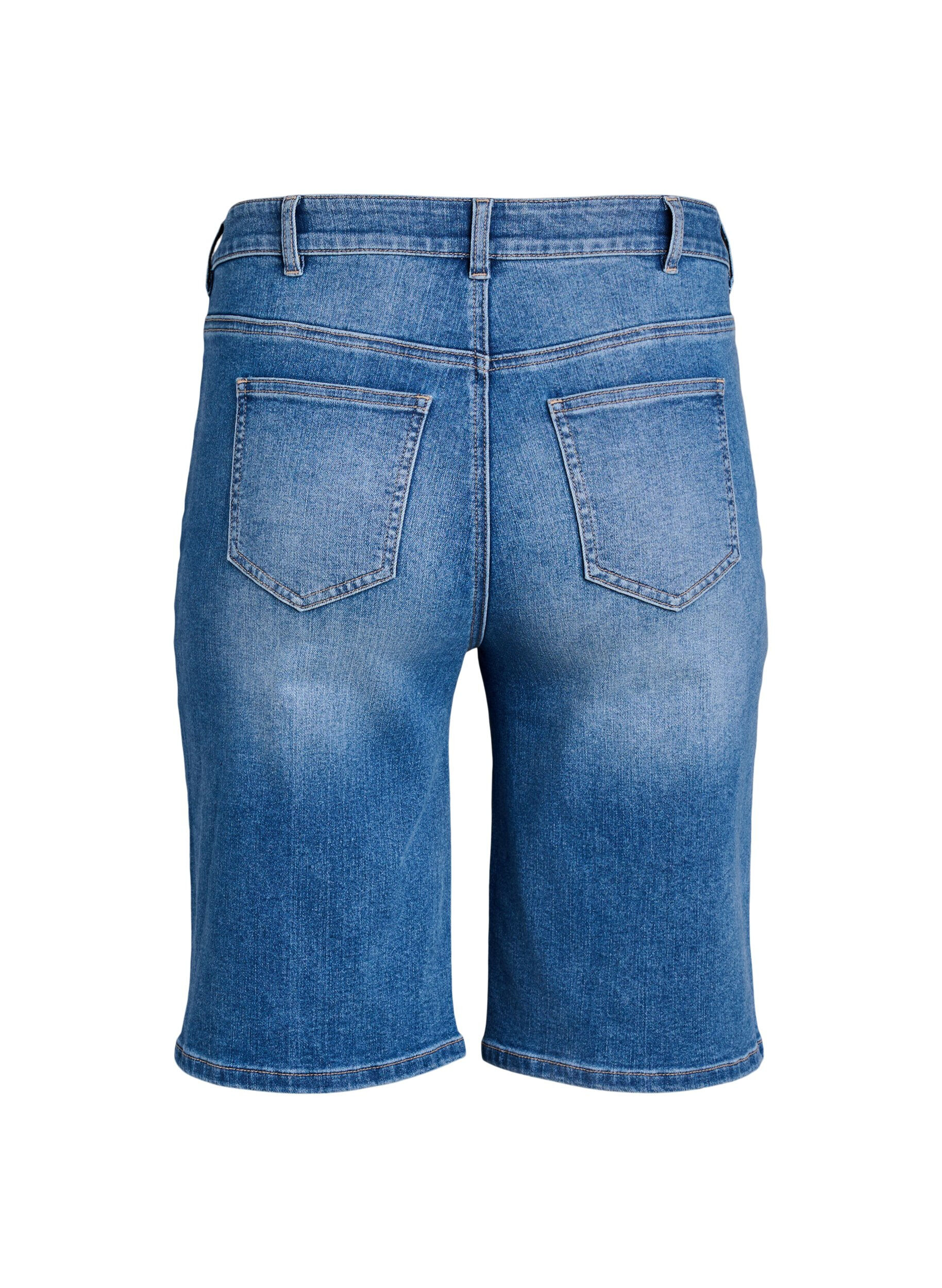 Zizzi Denimbermudashorts med h&ouml;g midja, Bl&aring;, Packshot image number 1