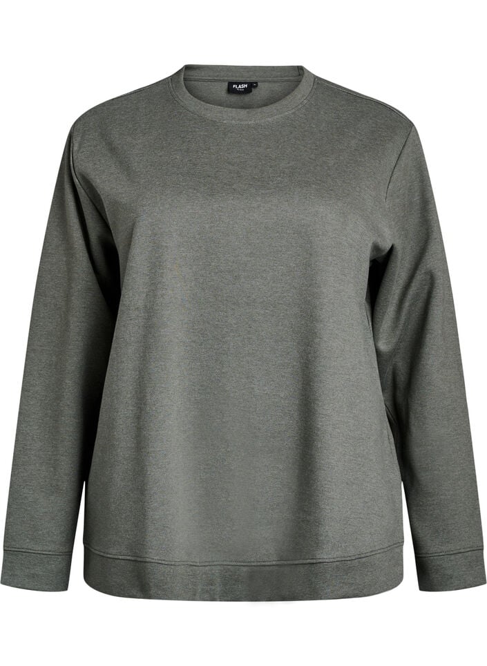Sweatshirt med rund halsringning, Gr&ouml;n, Packshot image number 0