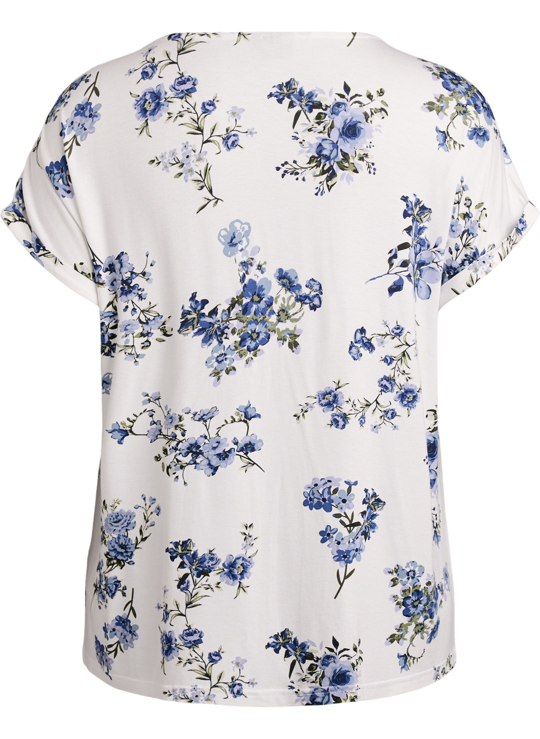 Zizzi T-shirt med blommigt tryck, Vanilla, Packshot image number 1