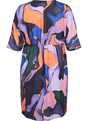 Färgglad klänning med v-ringad hals, Big Scale Print, Packshot image number 1