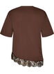 T-shirt med asymmetrisk spetskant, Brun, Packshot image number 1
