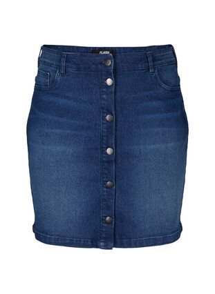 FLASH – kjol i jeanstyg med knappstängning, Dark Blue Denim, Packshot image number 0