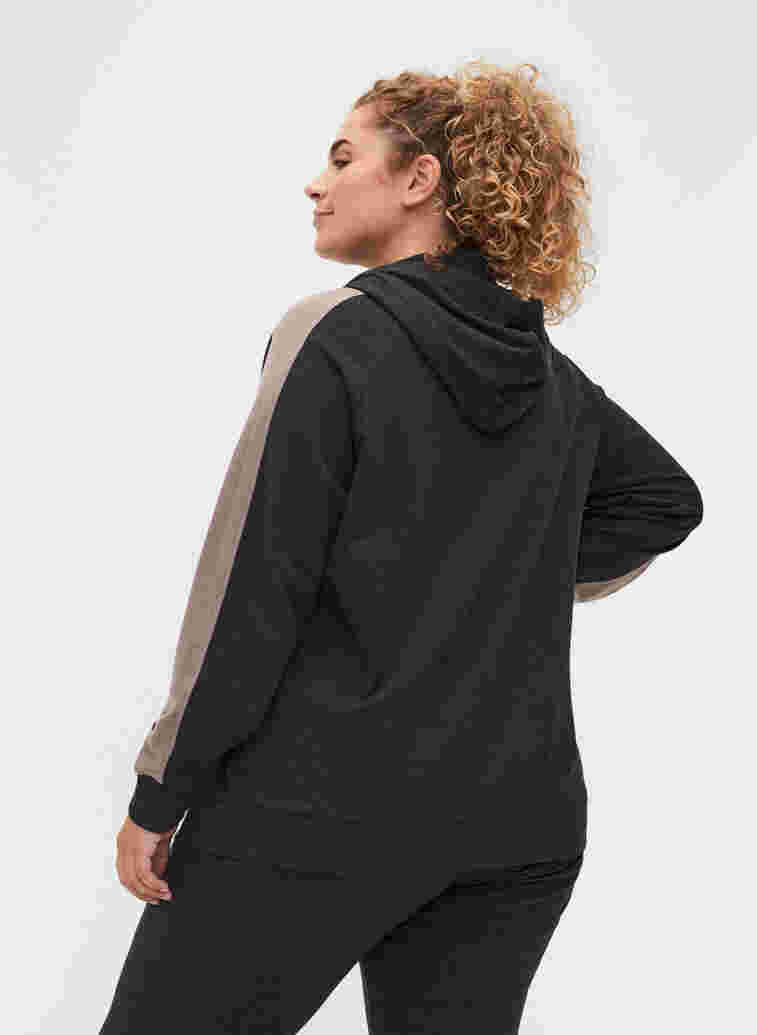 Sweatshirt med dragkedja och huva, Black, Model image number 1