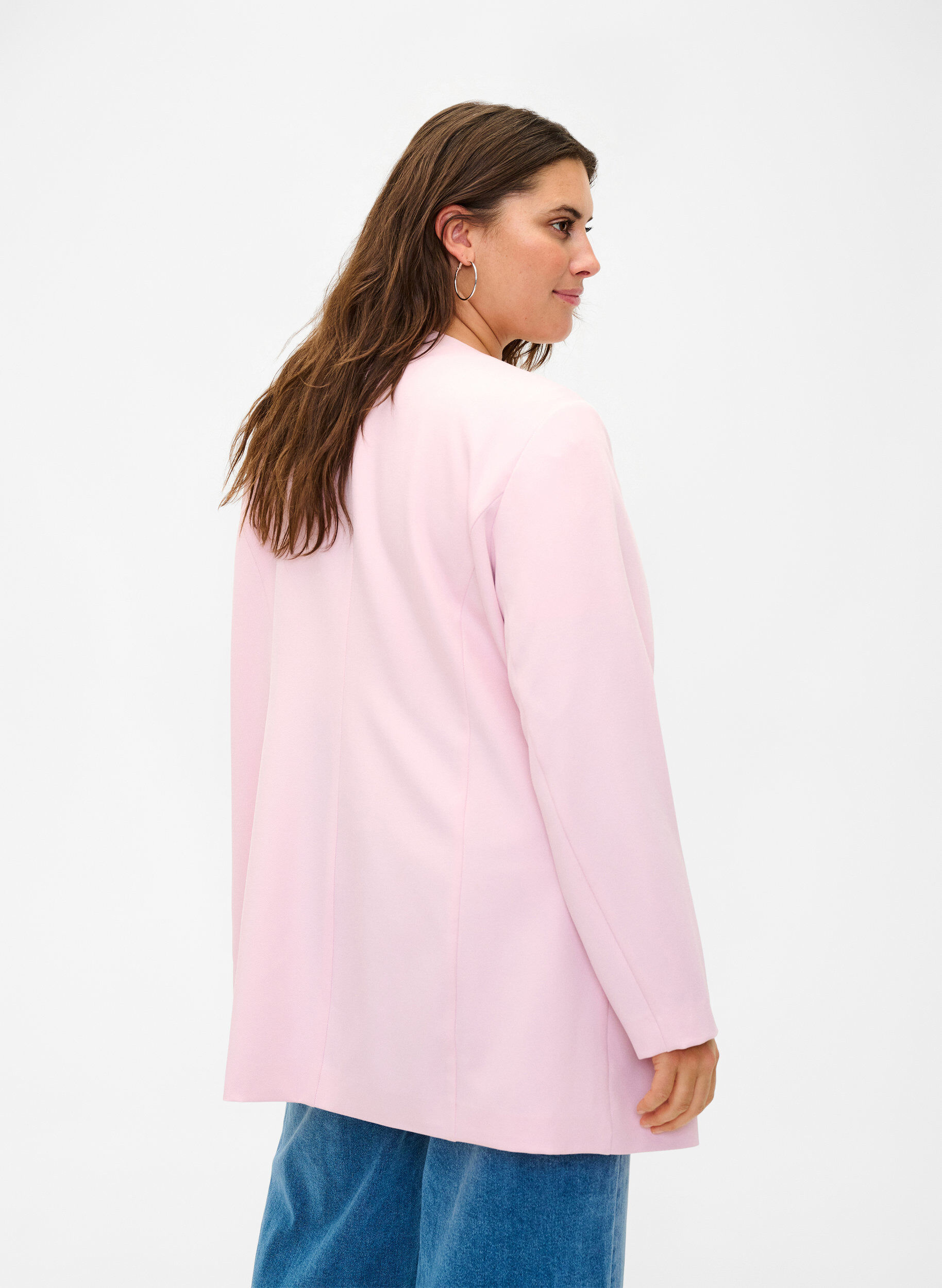 Zizzi V&aring;rjacka med dold knappsl&aring;, Parfait Pink, Model image number 1