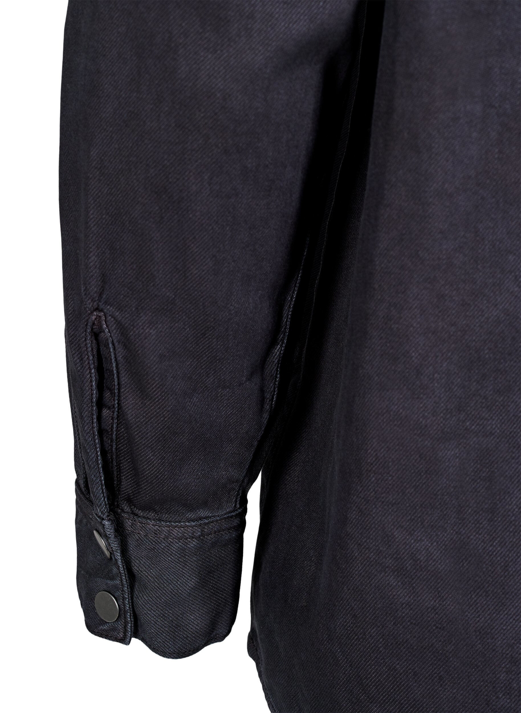 Zizzi Denimskjorta med br&ouml;stfickor, Svart, Packshot image number 3