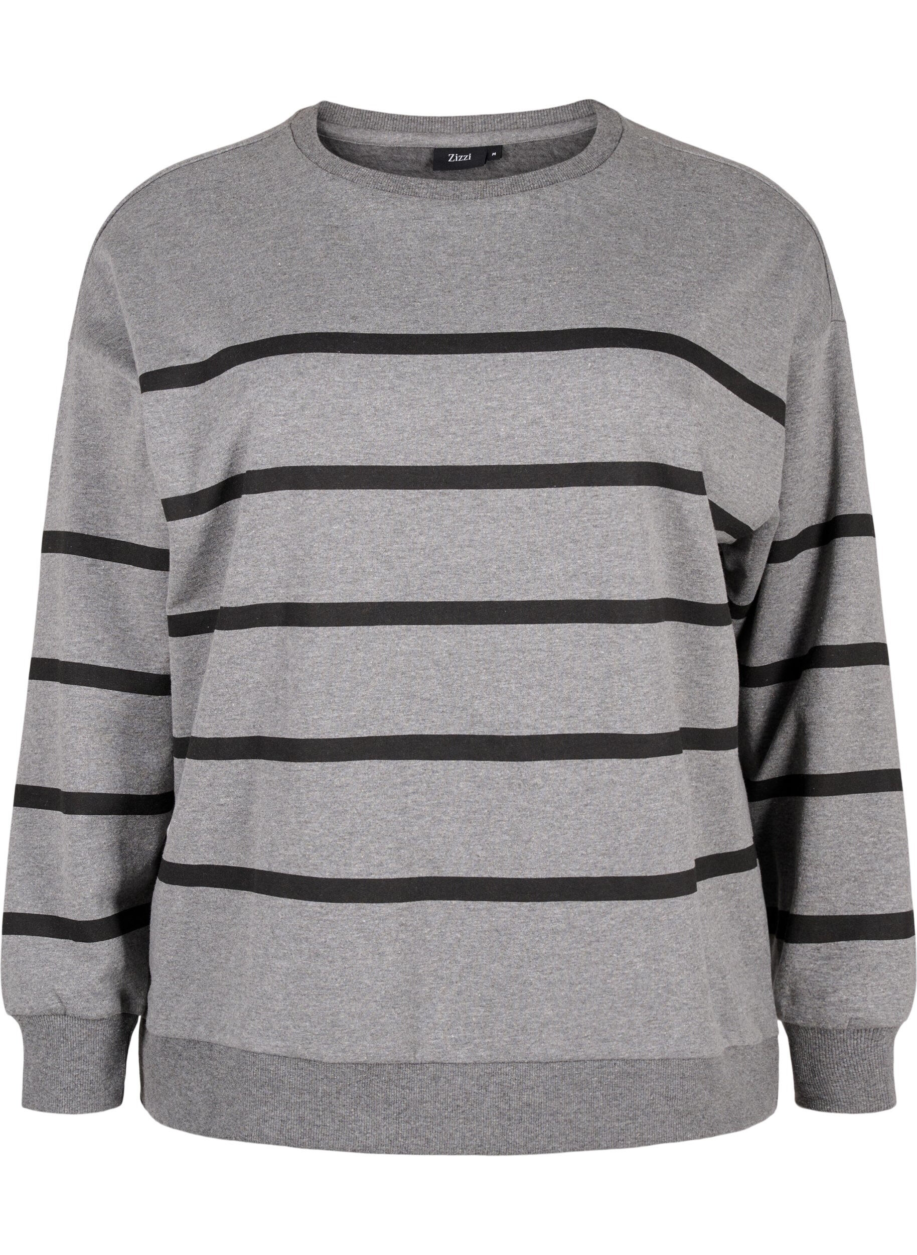 Zizzi Sweatshirt med r&auml;nder, MGM w. Black Stripe, Packshot image number 0