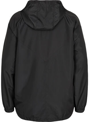 Kort jacka med huva och justerbar nederkant, Black, Packshot image number 1
