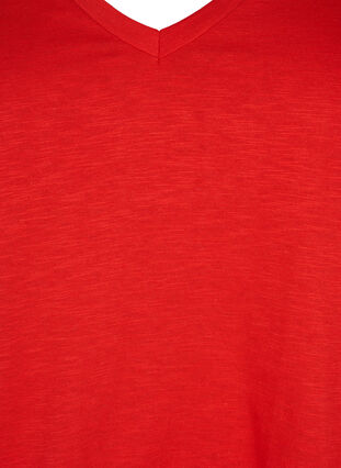 Kortärmad enkel t-shirt med v-ringning, Flame Scarlet, Packshot image number 2