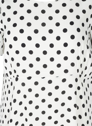 Kortärmad viskosklänning med prickar, White w. Black Dot, Packshot image number 2