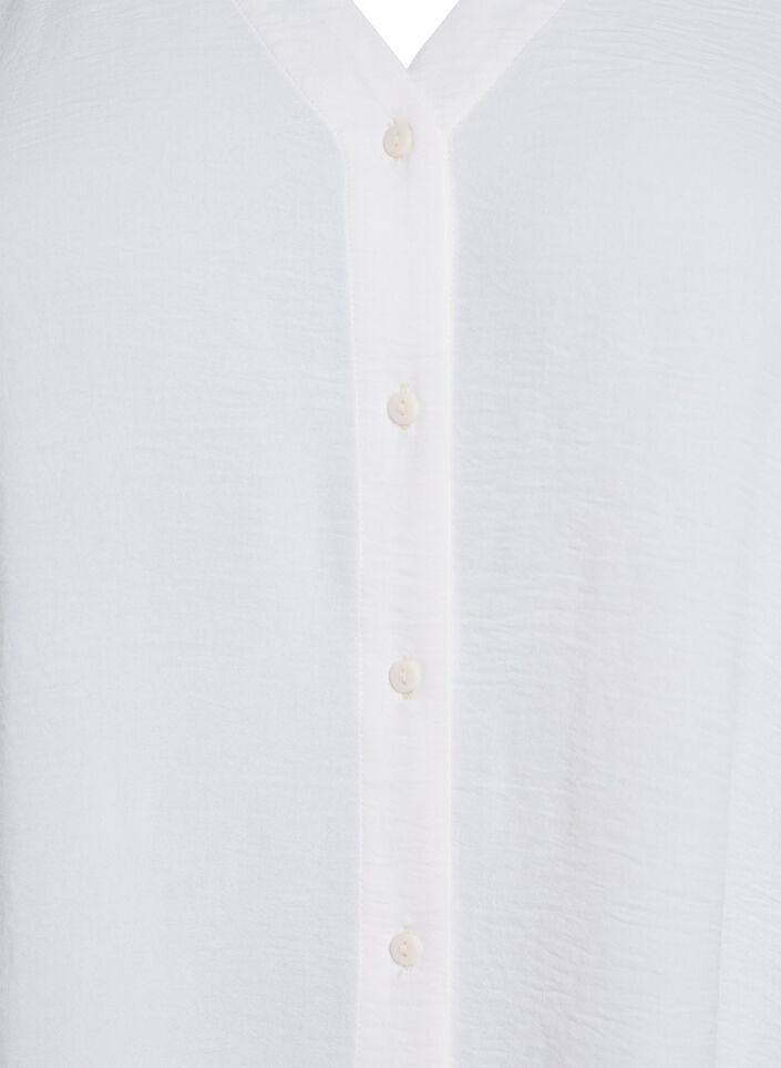 Skjortblus med v-ringning och 3/4-&auml;rm, Vanilla, Packshot image number 2