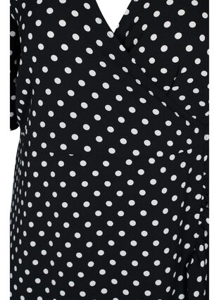 Omlottklänning med tryck och korta ärmar, Black Dot, Packshot image number 2
